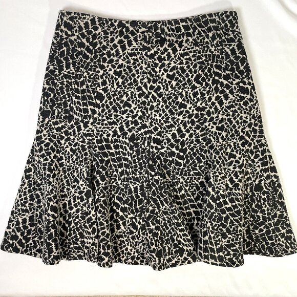 Susan Bristol Black and White Animal Print Swing Skirt Knee Length Size 12 - Picture 1 of 11